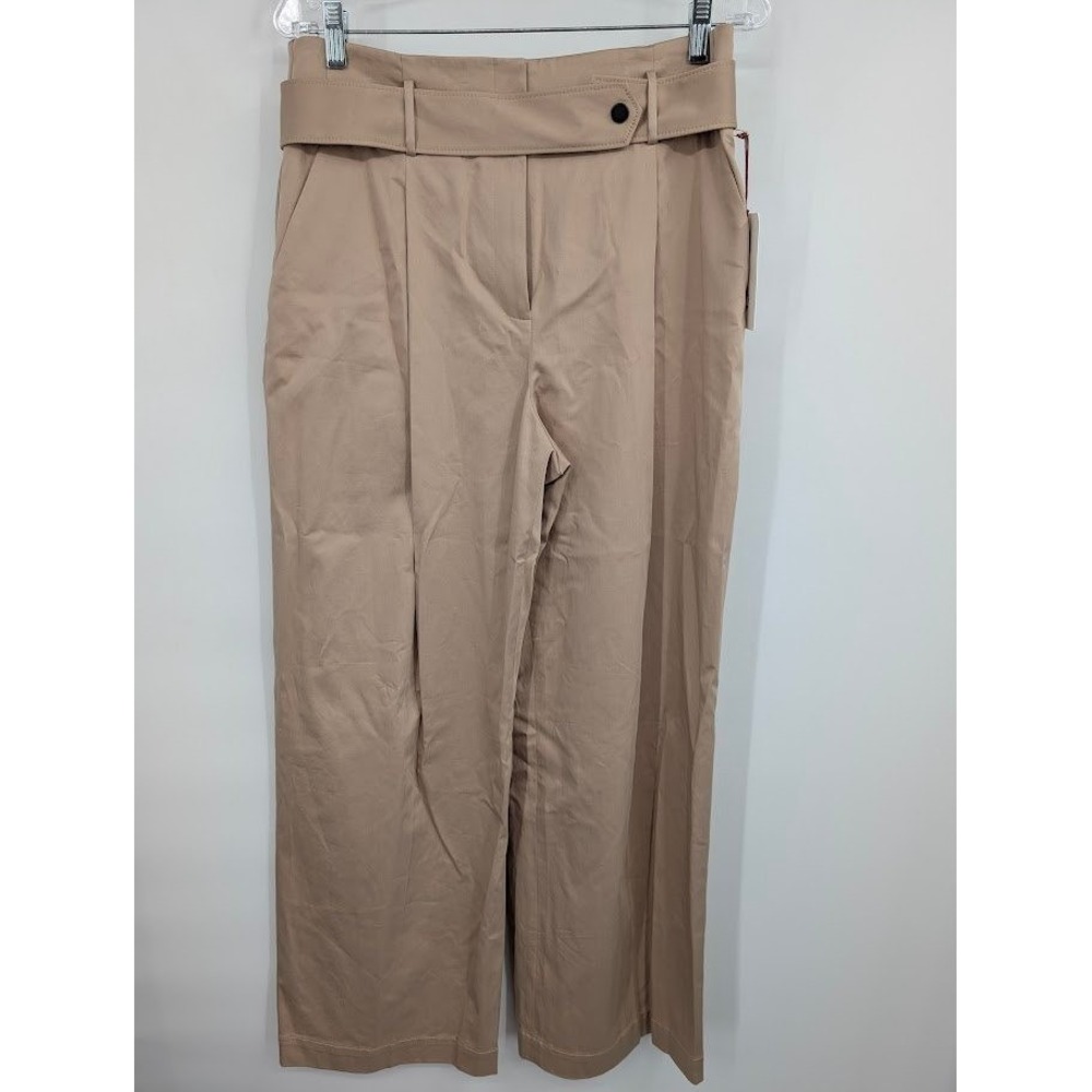 Lewit Belted Wide Leg Trouser Pleat Tan NWT Women's sz 12